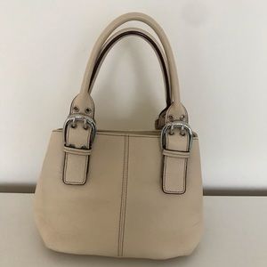 Tignanello Cream Handbag with Buckle Accents